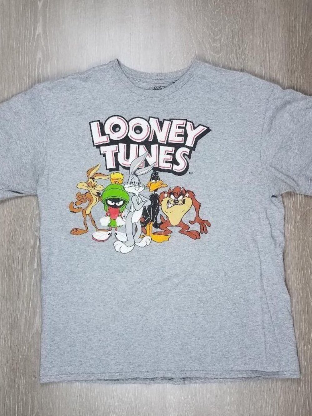 LOONEY TUNES T-Shirt Adult L Gray Bugs Bunny Daffy Duck Taz